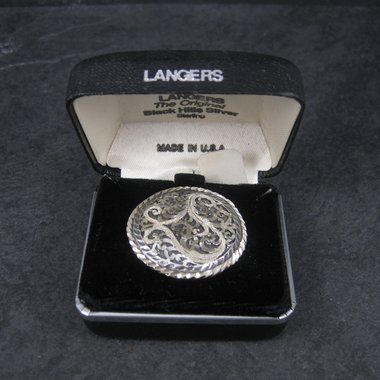 Vintage Black Hills Sterling Silver Brooch | Round Leaf Design Pin by Langers | South Dakota Jewelry Gift NOS