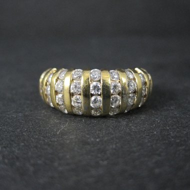 Vermeil Sterling Cz Dome Ring Size 8 Estate Jewelry