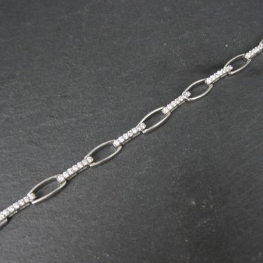Sterling Silver Cz Link Bracelet 7-8 Inches