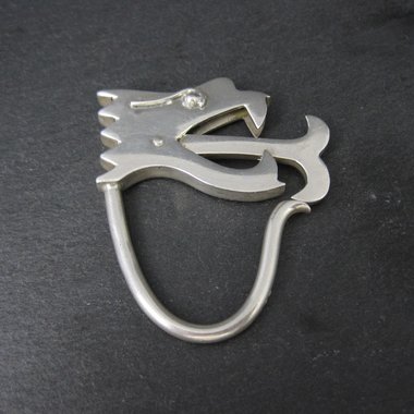 Mexican Sterling Dragon Head Key Ring Keychain Taxco Silver
