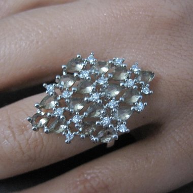 Estate Sterling Silver Smoky Cz Cocktail Ring Size 6