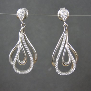 Sterling Silver Cubic Zirconia Earrings New Old Stock