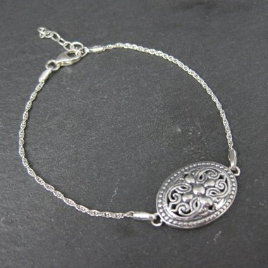 Estate Sterling Silver Filigree Medallion Bracelet