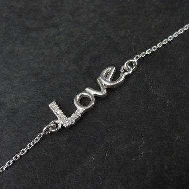 Sterling Silver Love Bracelet Dainty 7-8 Inches Estate Jewelry