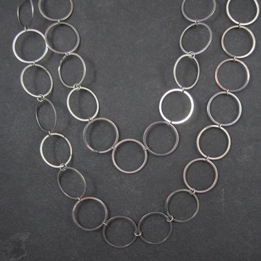 Opera Length Circle Chain Necklace Stainless Steel 50"