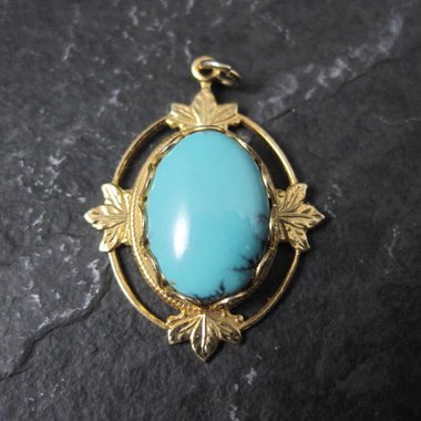 Art Deco Turquoise Charm Pendant Vintage Estate