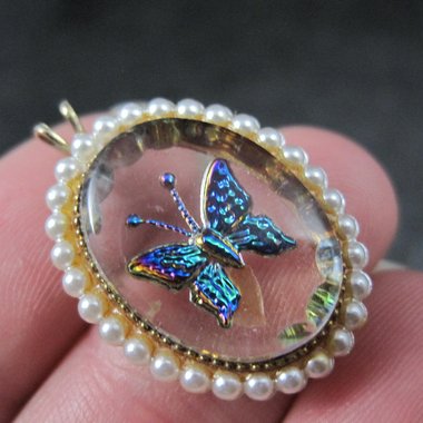 Vintage Foil Butterfly Pendant