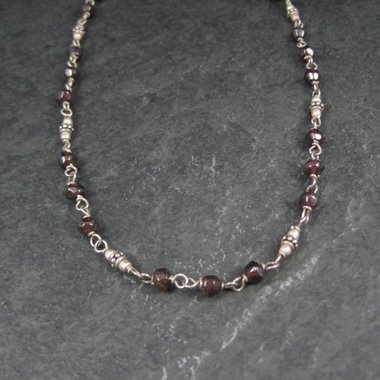 Silpada Sterling Silver Garnet Choker Necklace 16-17.5"