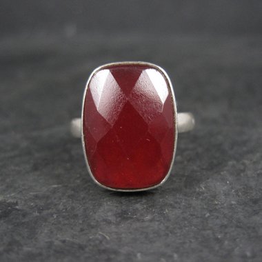 Red Beryl Ring Size 9 Sterling Silver