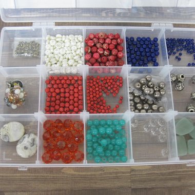 Large Lot of Beads 6 Cases Gemstone Rock Crystal Pearls Lampwork Ceramic Glass