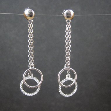 Long Sterling Silver Circle Earrings