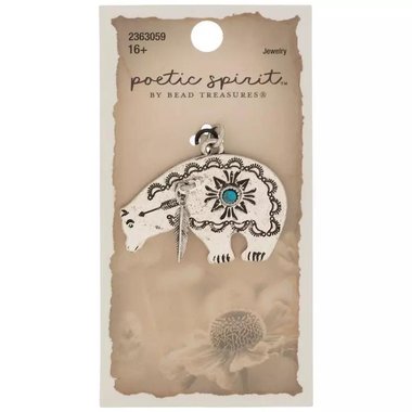 Turquoise Bear Pendant Charm by Poetic Spirit Bead Treasures Southwestern Jewelry Making