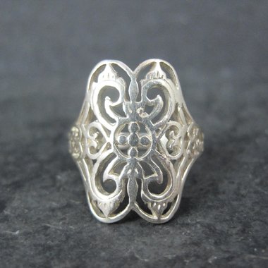 Vintage Sterling Silver Filigree Ring Size 8