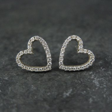 Sterling Silver Cz Heart Earrings