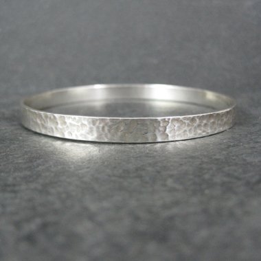 Mexican Sterling Hammered Bangle Bracelet 8" Vintage Silver