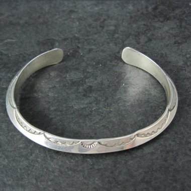 Southwestern Sterling Carinated Cuff Bracelet Tahe 6.75 Inches