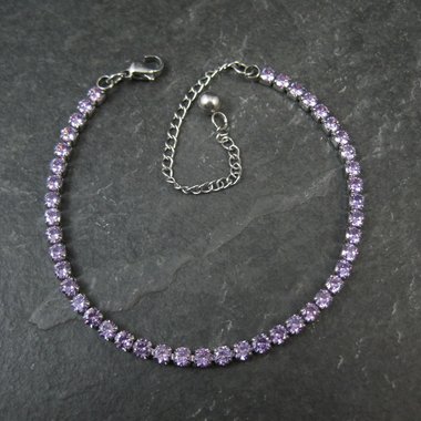 Estate Stainless Steel Purple Cz Tennis Bracelet 7-10"