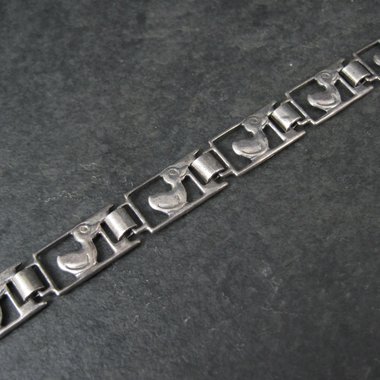 Vintage Sterling Duck Bracelet 7.25" Italian Silver