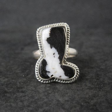 Zebra Jasper Boot Ring in Sterling Silver Size 10 Southwestern