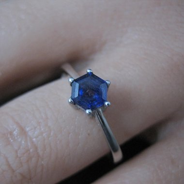 Estate Sterling Sapphire Solitaire Ring Size 8