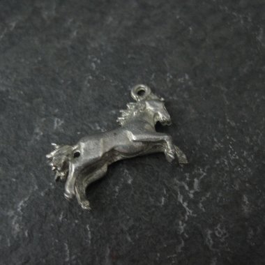 Tiny Pewter Rearing Horse Charm