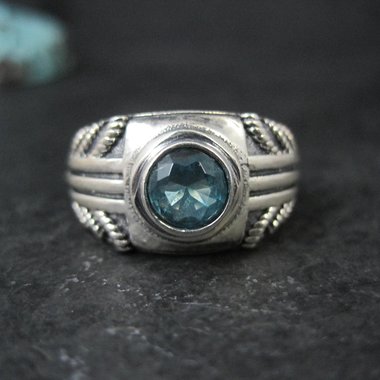 Vintage Sterling Silver Blue Topaz Ring Size 8