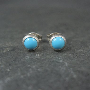 Vintage Sterling Turquoise Stud Earrings 6mm