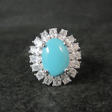 Uncas Sterling Silver Turquoise Cocktail Ring Size 10